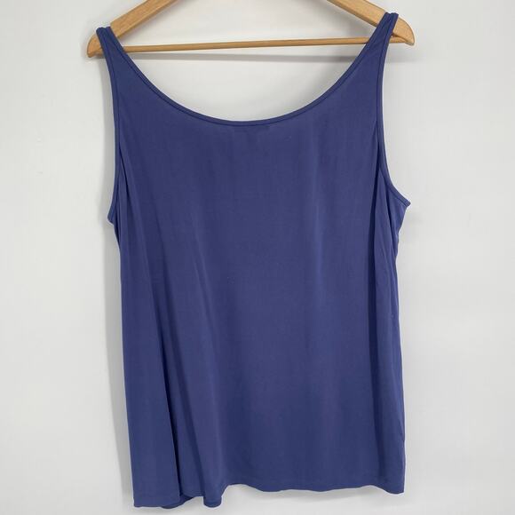 Eileen Fisher Tank Women’s 2X Raw Silk Periwinkle Quiet Luxury Old Money - Picture 2 of 7
